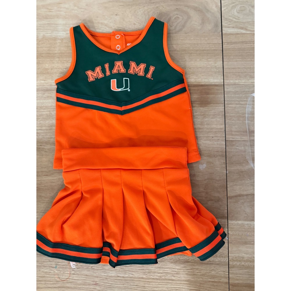 Colosseum Toddler Miami Hurricanes Cheerleader Skirt Set Orange Green 3T